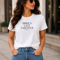 Bride's Last Takeover tee, white model