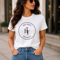 Her Night Her Rules Badge tee, white model