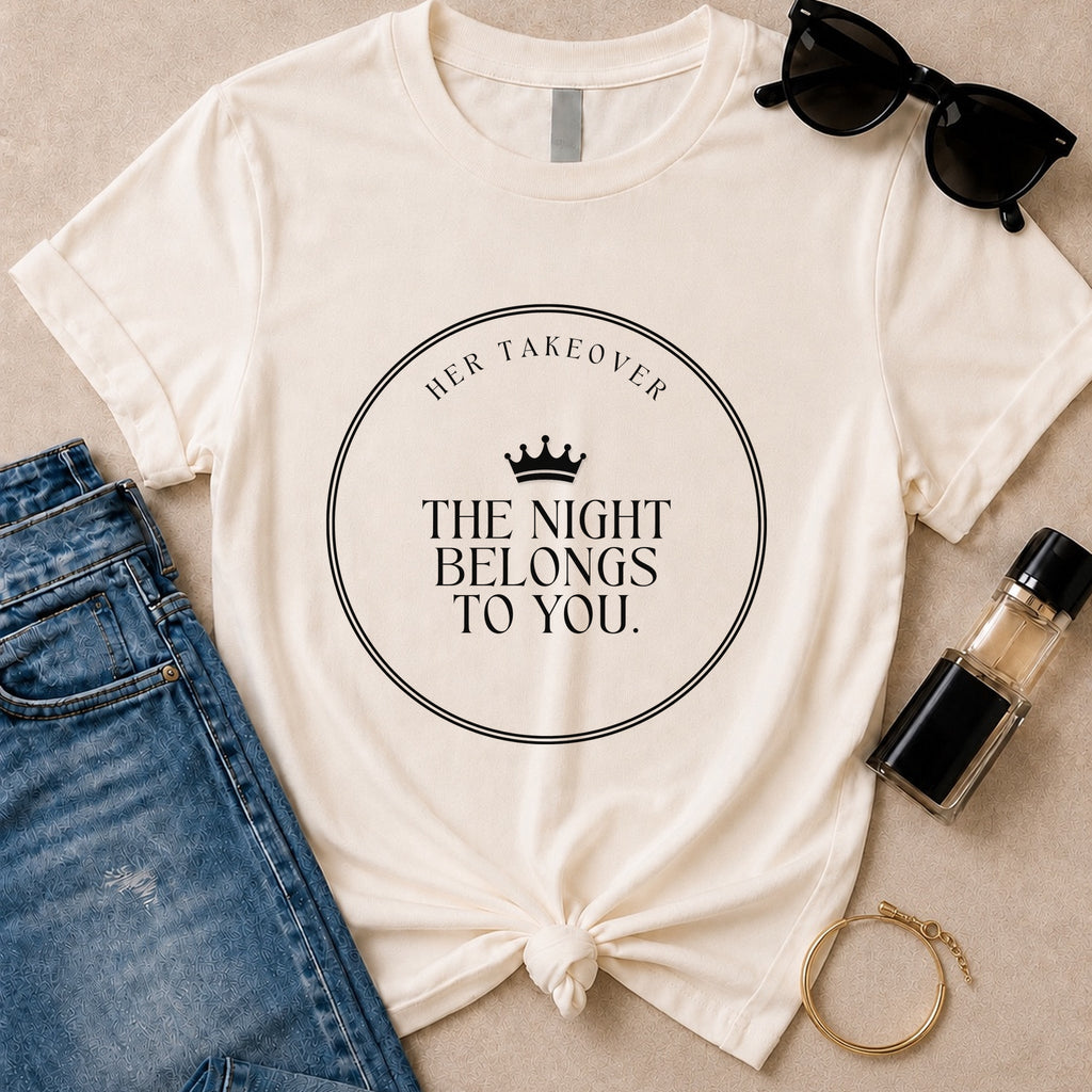 The Night Belongs To You Badge tee, white flat