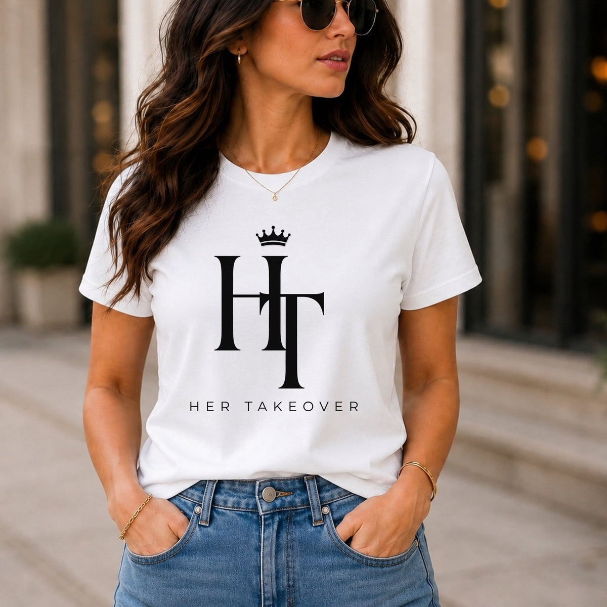 HT Crown Monogram tee, white model